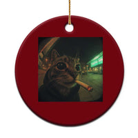 Funny Smoking Cat Ceramic Ornament Retro 90s Grunge Cat Selfie Streetwear Meme - Wonder Print Shop