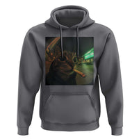 Funny Smoking Cat Hoodie Retro 90s Grunge Cat Selfie Streetwear Meme - Wonder Print Shop