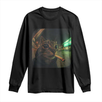 Funny Smoking Cat Long Sleeve Shirt Retro 90s Grunge Cat Selfie Streetwear Meme - Wonder Print Shop