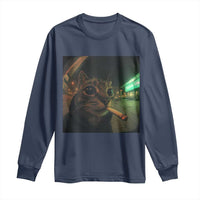 Funny Smoking Cat Long Sleeve Shirt Retro 90s Grunge Cat Selfie Streetwear Meme - Wonder Print Shop