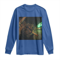 Funny Smoking Cat Long Sleeve Shirt Retro 90s Grunge Cat Selfie Streetwear Meme - Wonder Print Shop