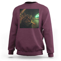 Funny Smoking Cat Sweatshirt Retro 90s Grunge Cat Selfie Streetwear Meme - Wonder Print Shop