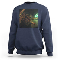 Funny Smoking Cat Sweatshirt Retro 90s Grunge Cat Selfie Streetwear Meme - Wonder Print Shop
