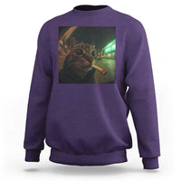 Funny Smoking Cat Sweatshirt Retro 90s Grunge Cat Selfie Streetwear Meme - Wonder Print Shop