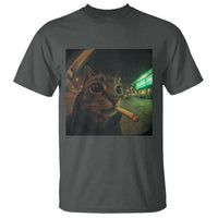 Funny Smoking Cat T Shirt Retro 90s Grunge Cat Selfie Streetwear Meme - Wonder Print Shop