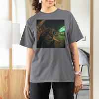 Funny Smoking Cat T Shirt For Women Retro 90s Grunge Cat Selfie Streetwear Meme - Wonder Print Shop