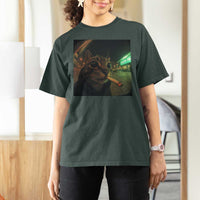 Funny Smoking Cat T Shirt For Women Retro 90s Grunge Cat Selfie Streetwear Meme - Wonder Print Shop