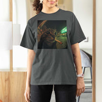 Funny Smoking Cat T Shirt For Women Retro 90s Grunge Cat Selfie Streetwear Meme - Wonder Print Shop