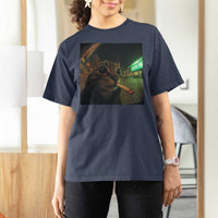 Funny Smoking Cat T Shirt For Women Retro 90s Grunge Cat Selfie Streetwear Meme - Wonder Print Shop