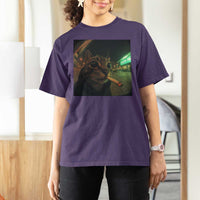 Funny Smoking Cat T Shirt For Women Retro 90s Grunge Cat Selfie Streetwear Meme - Wonder Print Shop