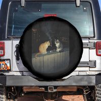 Funny Smoking Cat Spare Tire Cover Retro 90s Grunge Kitty Streetwear Meme - Wonder Print Shop