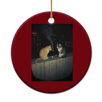 Funny Smoking Cat Ceramic Ornament Retro 90s Grunge Kitty Streetwear Meme - Wonder Print Shop