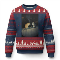 Funny Smoking Cat Ugly Christmas Sweater Retro 90s Grunge Kitty Streetwear Meme - Wonder Print Shop