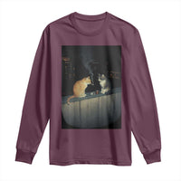 Funny Smoking Cat Long Sleeve Shirt Retro 90s Grunge Kitty Streetwear Meme - Wonder Print Shop