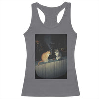 Funny Smoking Cat Racerback Tank Top Retro 90s Grunge Kitty Streetwear Meme - Wonder Print Shop