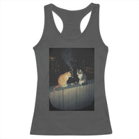 Funny Smoking Cat Racerback Tank Top Retro 90s Grunge Kitty Streetwear Meme - Wonder Print Shop