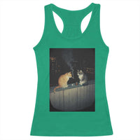 Funny Smoking Cat Racerback Tank Top Retro 90s Grunge Kitty Streetwear Meme - Wonder Print Shop