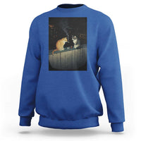 Funny Smoking Cat Sweatshirt Retro 90s Grunge Kitty Streetwear Meme - Wonder Print Shop