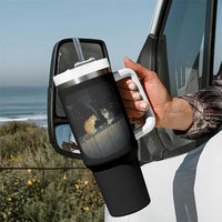 Funny Smoking Cat Tumbler With Handle Retro 90s Grunge Kitty Streetwear Meme - Wonder Print Shop