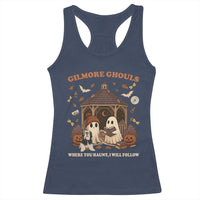 Gilmore Ghouls Halloween Racerback Tank Top Retro Book Lover Cute Ghost Fall Pumpkin - Wonder Print Shop