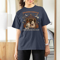 Gilmore Ghouls Halloween T Shirt For Women Retro Book Lover Cute Ghost Fall Pumpkin - Wonder Print Shop