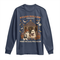 Halloween Stars Hollow Long Sleeve Shirt Retro Book Lover Cute Ghost Fall Pumpkin - Wonder Print Shop