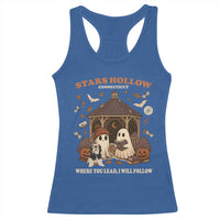 Halloween Stars Hollow Racerback Tank Top Retro Book Lover Cute Ghost Fall Pumpkin - Wonder Print Shop