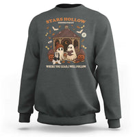 Halloween Stars Hollow Sweatshirt Retro Book Lover Cute Ghost Fall Pumpkin - Wonder Print Shop