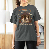 Halloween Stars Hollow T Shirt For Women Retro Book Lover Cute Ghost Fall Pumpkin TS10