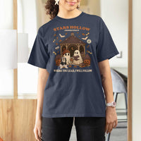 Halloween Stars Hollow T Shirt For Women Retro Book Lover Cute Ghost Fall Pumpkin TS10