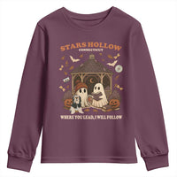 Halloween Stars Hollow Youth Sweatshirt Retro Book Lover Cute Ghost Fall Pumpkin - Wonder Print Shop