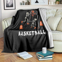 Halloween Skeleton Basketball Throw Blanket Funny Basketballer Sports Player - Wonder Print Shop