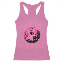 Breast Cancer Halloween Racerback Tank Top In October We Wear Pink Witch - Wonder Print Shop