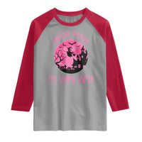 Breast Cancer Halloween Raglan Shirt In October We Wear Pink Witch - Wonder Print Shop