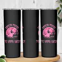 Breast Cancer Halloween Skinny Tumbler In October We Wear Pink Witch - Wonder Print Shop