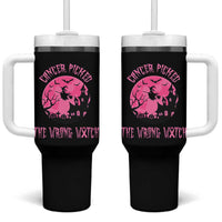 Breast Cancer Halloween Tumbler With Handle In October We Wear Pink Witch - Wonder Print Shop