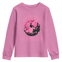 Breast Cancer Halloween Youth Sweatshirt In October We Wear Pink Witch - Wonder Print Shop