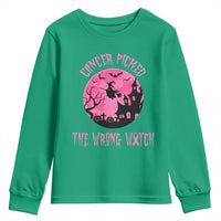Breast Cancer Halloween Youth Sweatshirt In October We Wear Pink Witch - Wonder Print Shop