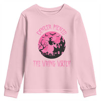 Breast Cancer Halloween Youth Sweatshirt In October We Wear Pink Witch - Wonder Print Shop