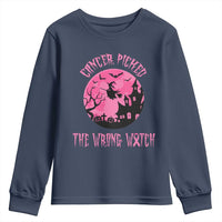 Breast Cancer Halloween Youth Sweatshirt In October We Wear Pink Witch - Wonder Print Shop