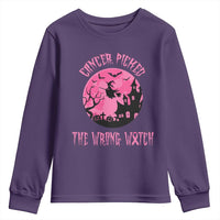 Breast Cancer Halloween Youth Sweatshirt In October We Wear Pink Witch - Wonder Print Shop