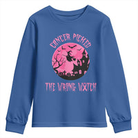Breast Cancer Halloween Youth Sweatshirt In October We Wear Pink Witch - Wonder Print Shop