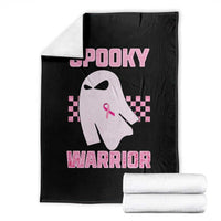 Breast Cancer Halloween Throw Blanket Ghost Wear Pink Ribbon Spooky Warrior - Wonder Print Shop