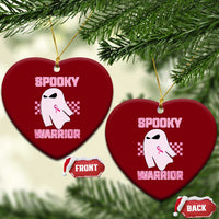Breast Cancer Halloween Ceramic Ornament Ghost Wear Pink Ribbon Spooky Warrior - Wonder Print Shop