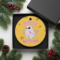Breast Cancer Halloween Ceramic Ornament Ghost Wear Pink Ribbon Spooky Warrior - Wonder Print Shop