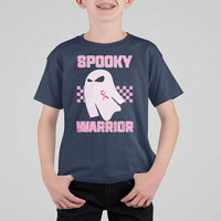 Breast Cancer Halloween T Shirt For Kid Ghost Wear Pink Ribbon Spooky Warrior - Wonder Print Shop