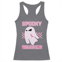 Breast Cancer Halloween Racerback Tank Top Ghost Wear Pink Ribbon Spooky Warrior - Wonder Print Shop