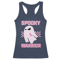 Breast Cancer Halloween Racerback Tank Top Ghost Wear Pink Ribbon Spooky Warrior - Wonder Print Shop
