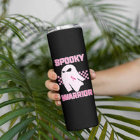 Breast Cancer Halloween Skinny Tumbler Ghost Wear Pink Ribbon Spooky Warrior - Wonder Print Shop