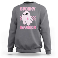 Breast Cancer Halloween Sweatshirt Ghost Wear Pink Ribbon Spooky Warrior - Wonder Print Shop
